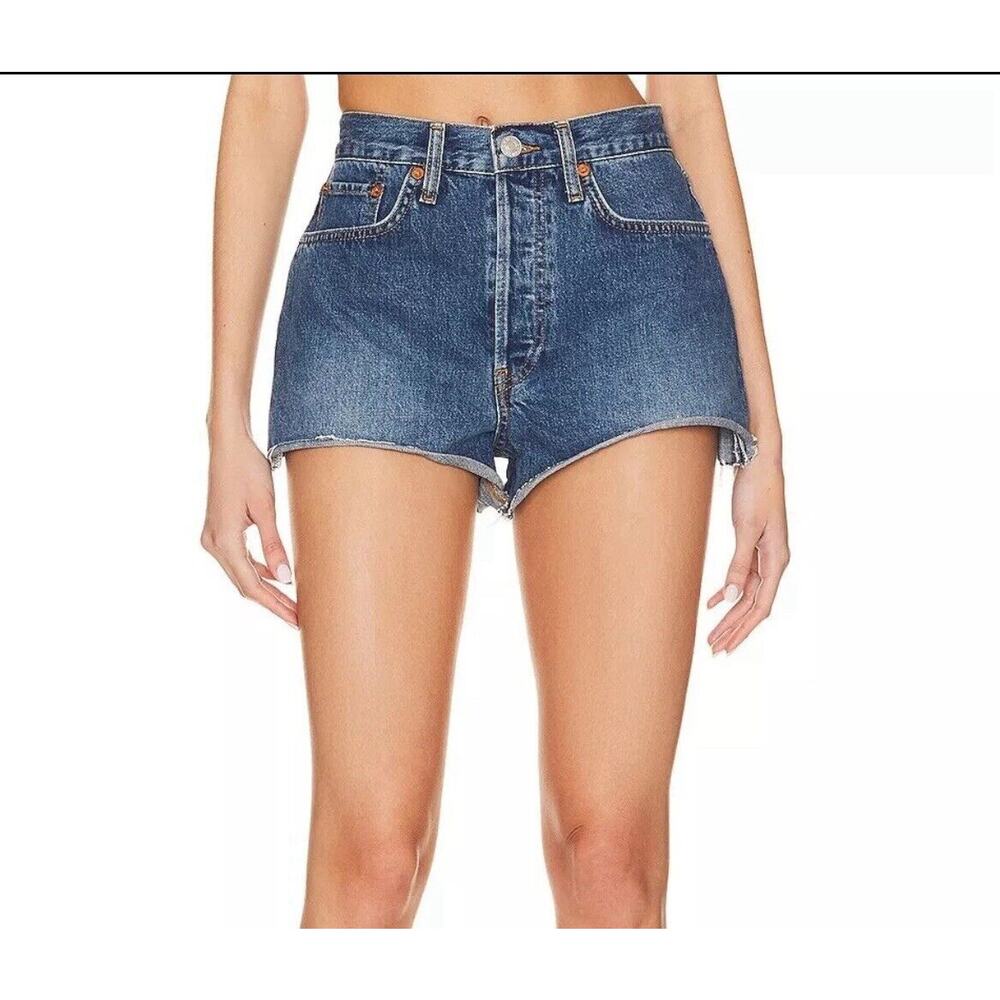 RE/DONE Womens 70s High-Rise Shorts Size 29 Blue High Tide Cut Off Jean Festival